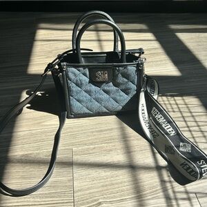 Steve Madden Denim Quilted Black Handbag